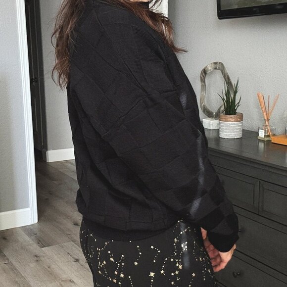 Women's Elevated Check Sweater Top | Sage The Label | Black - Picture 3 of 9